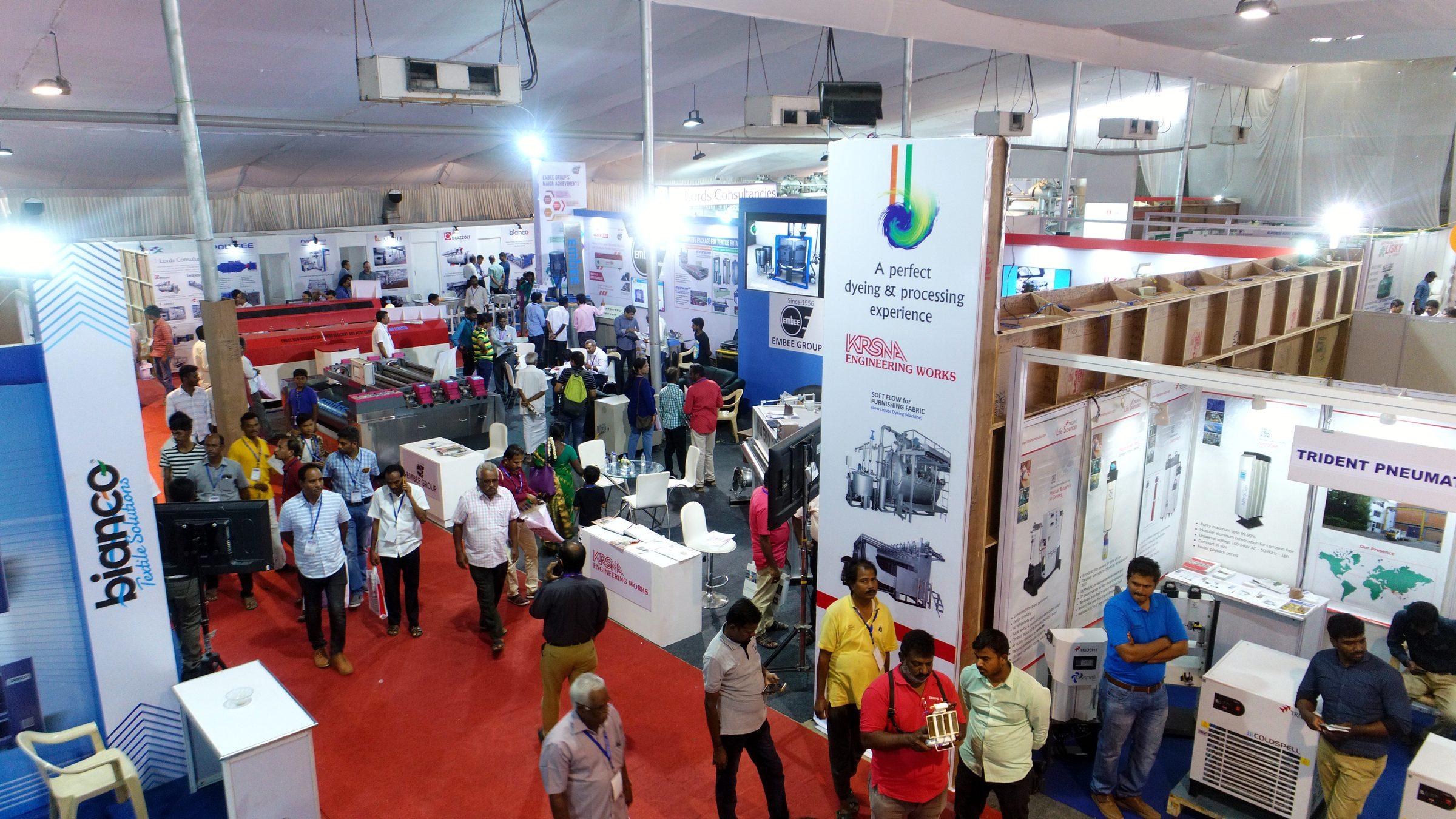Aerial view inside the exhibition hall, Knit-Tech 2019.
